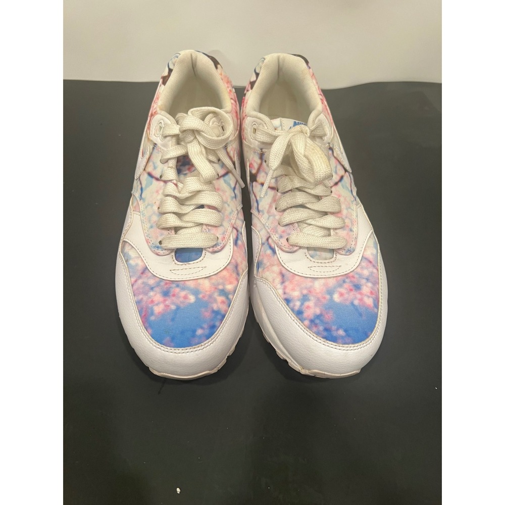 Nike Air Max 1 Sneakers Womens 9.5 White Pink Cherry Blossom Good Floral Print